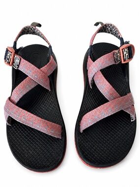 Girls Chaco Z/1 EcoTread Sport Hiking Water Sandals adjustable Coral Black 4